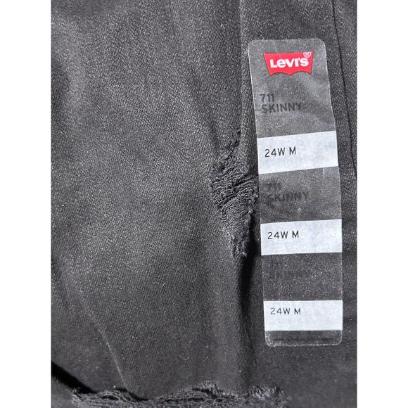 Levis Sculpt 711 Skinny Jeans Womens 24W Black Hypersoft Stretch Mid Pants New - Picture 9 of 13